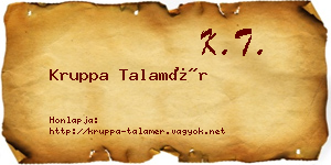 Kruppa Talamér névjegykártya
